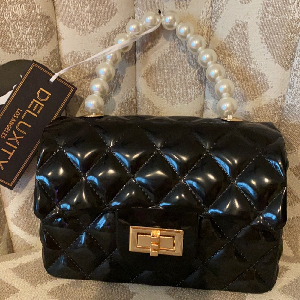 ~Deluxity Los Angeles~ Black Plastic Quilted Bag